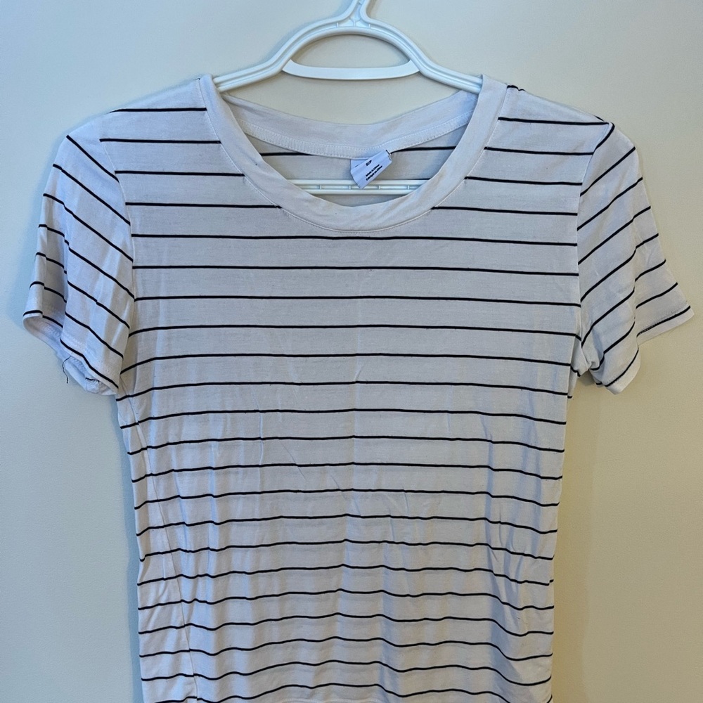 Striped White and Black Women's Top